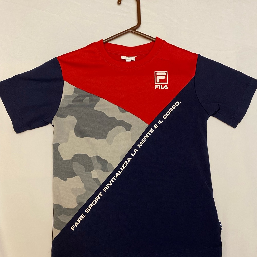 Fila Kids Red and Navy Camo T-Shirt